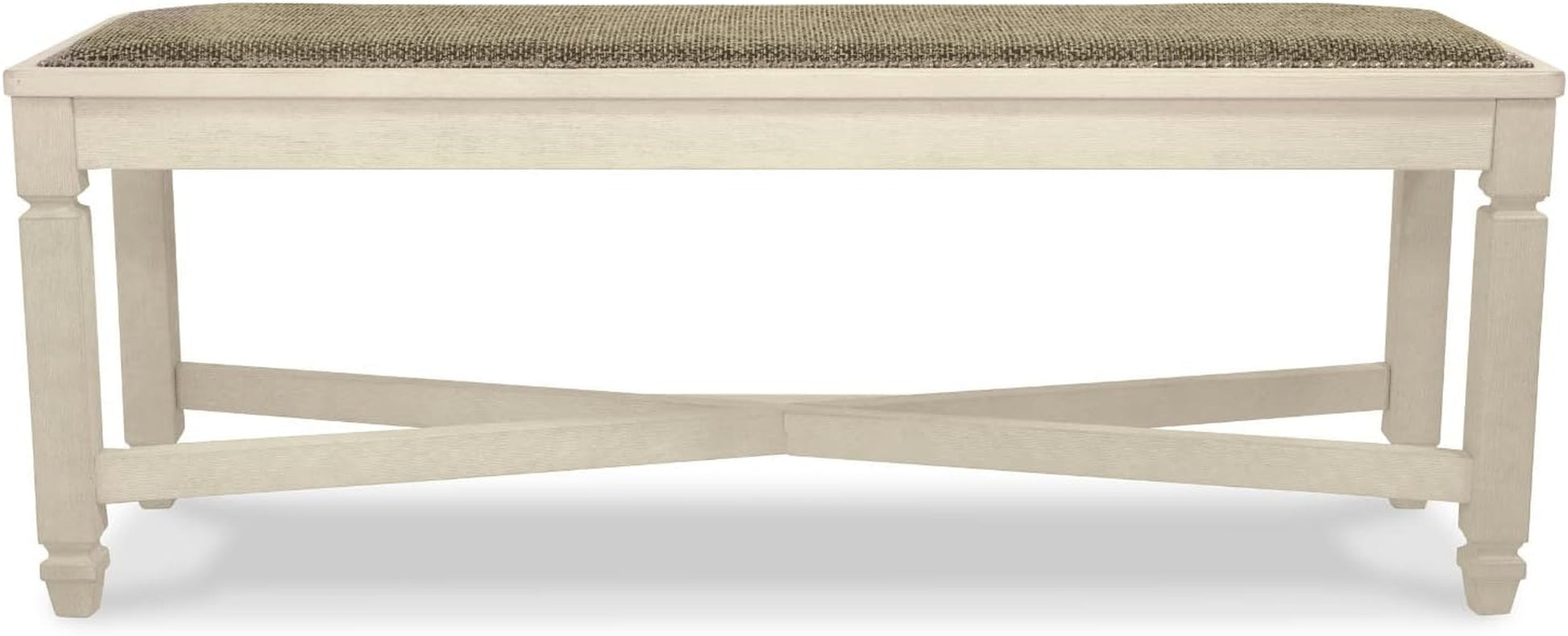 Bolanburg French Country Upholstered Dining Room Bench, Antique White
