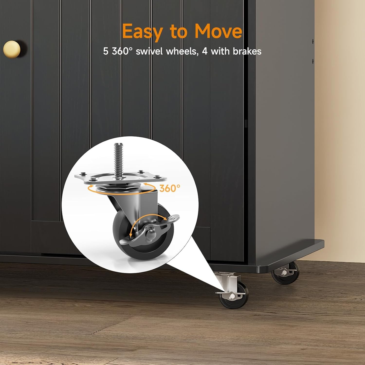 60" Rolling Large Kitchen Island on Wheels with Extendable Table, Drop Leaf & Power Outlet, Mobile Kitchen Cart with Storage Cabinet, 2 Drawers, Spice Rack, Towel & Knife Holder, Black