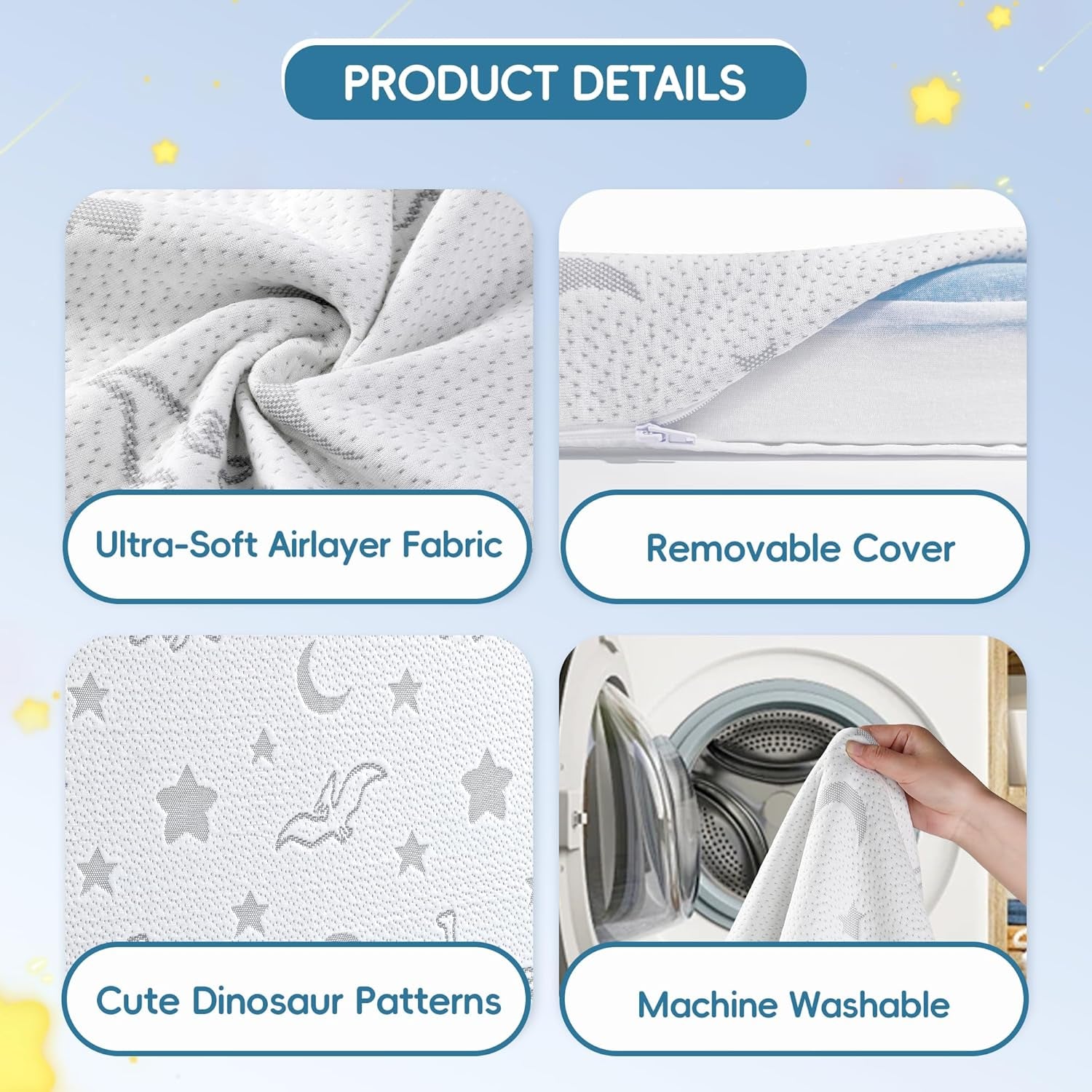 Trifold Pack and Play Mattress 38"X26", Pack N Play Mattresses with Dual Sided Soft & Firm Memory Foam Foldable Portable Crib Baby Mattress with Washable Cover and Carry Bag