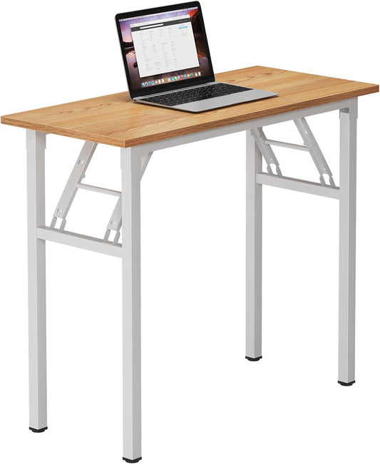 Small Desk 31 1/2" No Assembly Foldable Writing Table,Sturdy and Heavy Duty Folding Computer Desks for Small Space/Home Office/Dormitory AC5BW(80 * 40)