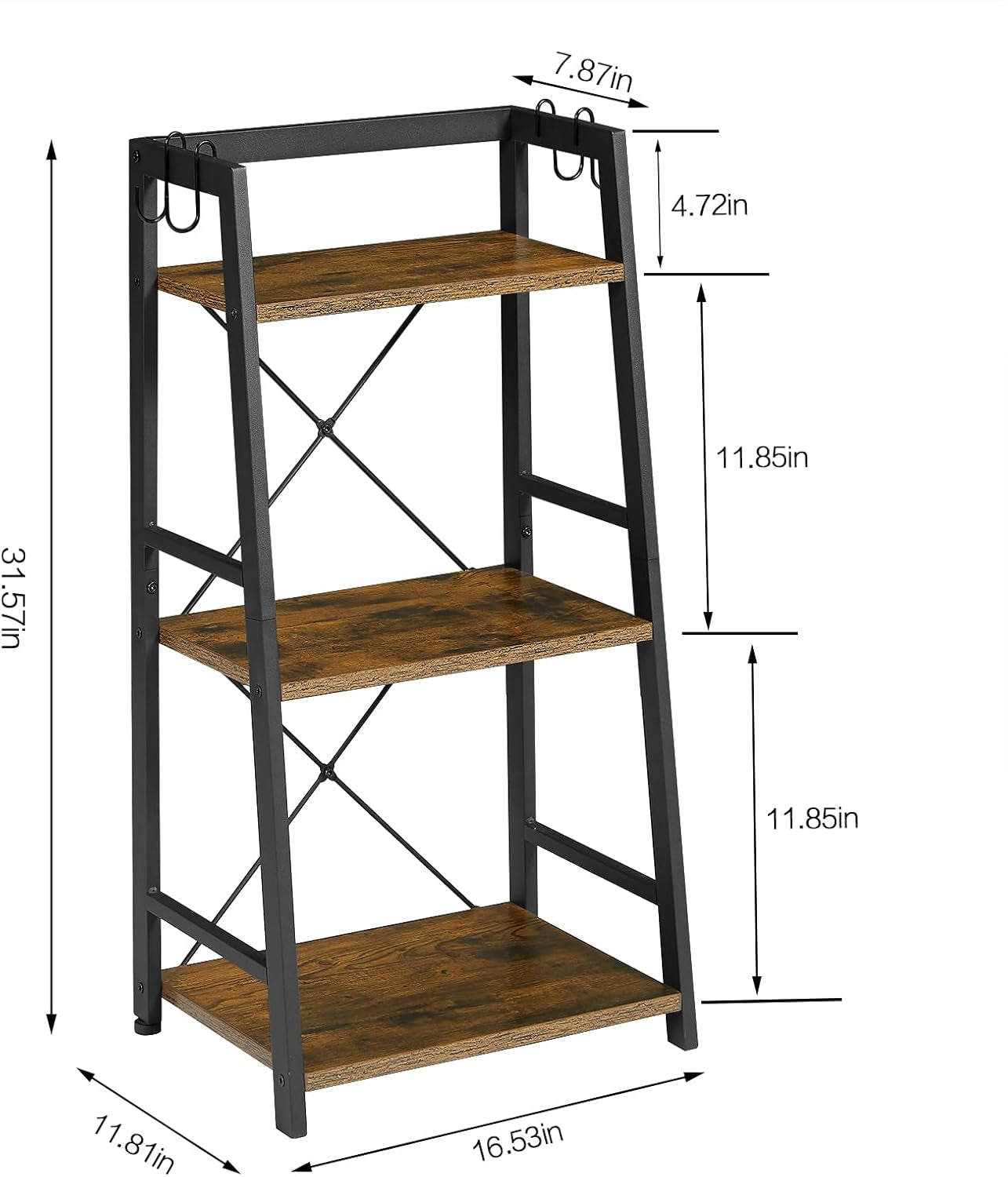 3-Tier Bathroom Ladder Shelf, Standing Tower Shelf Bookcase Freestanding Tower for Living Room Home and Office