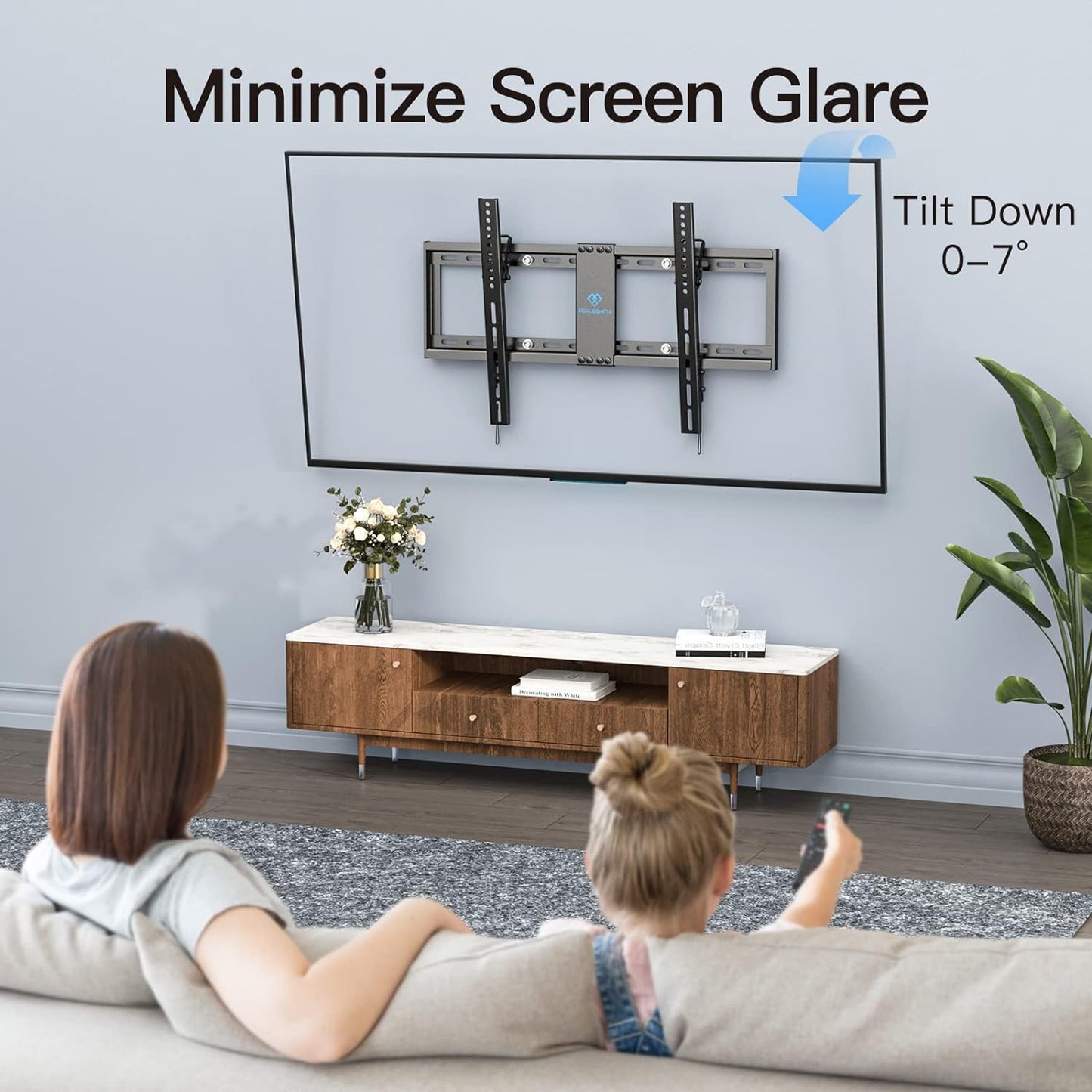 UL Listed TV Mount for Most 37-82 Inch TV, Universal Tilt TV Wall Mount Fits 16”- 24” Wood Stud with Loading 132 Lbs & Max VESA 600X400Mm, Low Profile Flat Wall Mount Bracket PSLTK1
