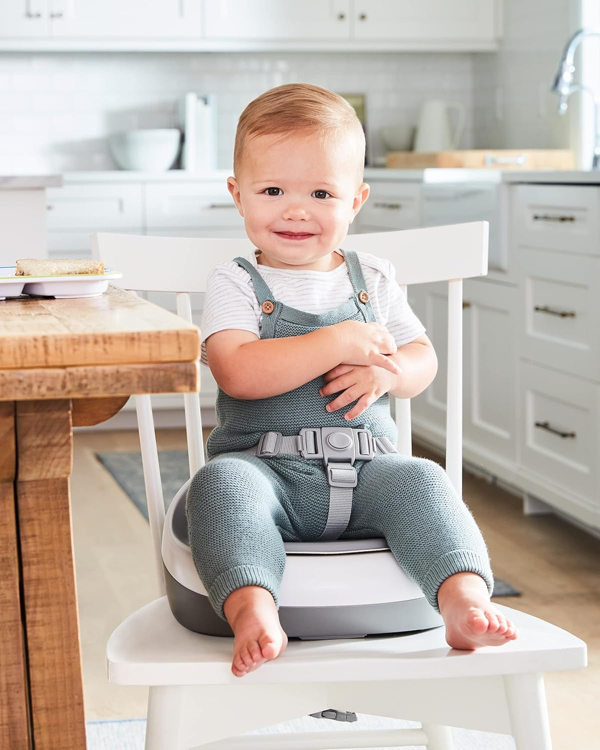 Booster Seat for Dining Table, Sleek Seat Booster, Grey/White