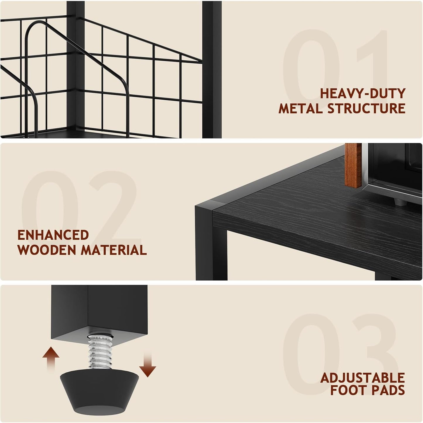 Record Player Stand with Vinyl Storage - 5-Tier Turntable Table with Adjustable Feet, Metal & Wood Cabinet - Console Organizer Display Shelf for Living Room, Apartment