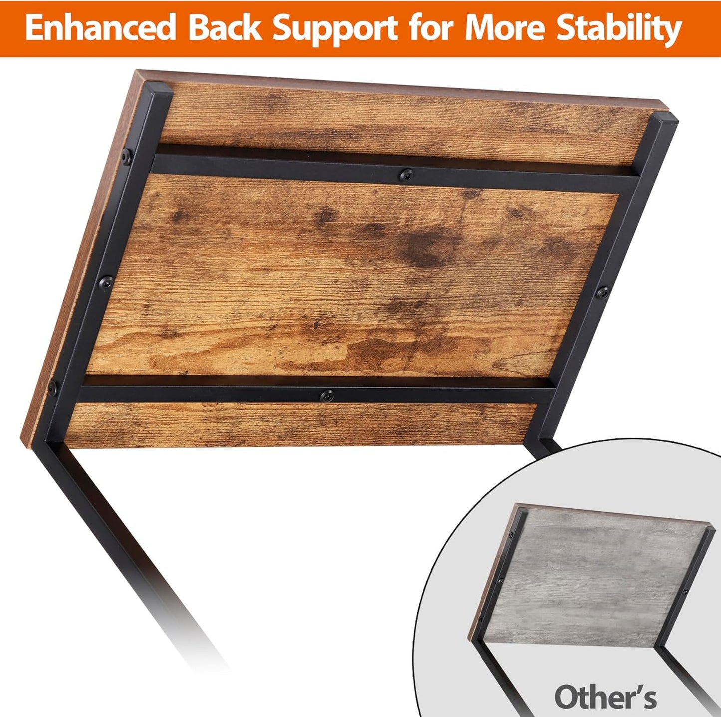 Nesting Tables Set of 3, Industrial C Shaped End Table Stackable Coffee Table Heavy Duty Metal Frame for Small Space, Living Room, Bedroom, Side Table Tray for Laptop Snack, Rustic Brown