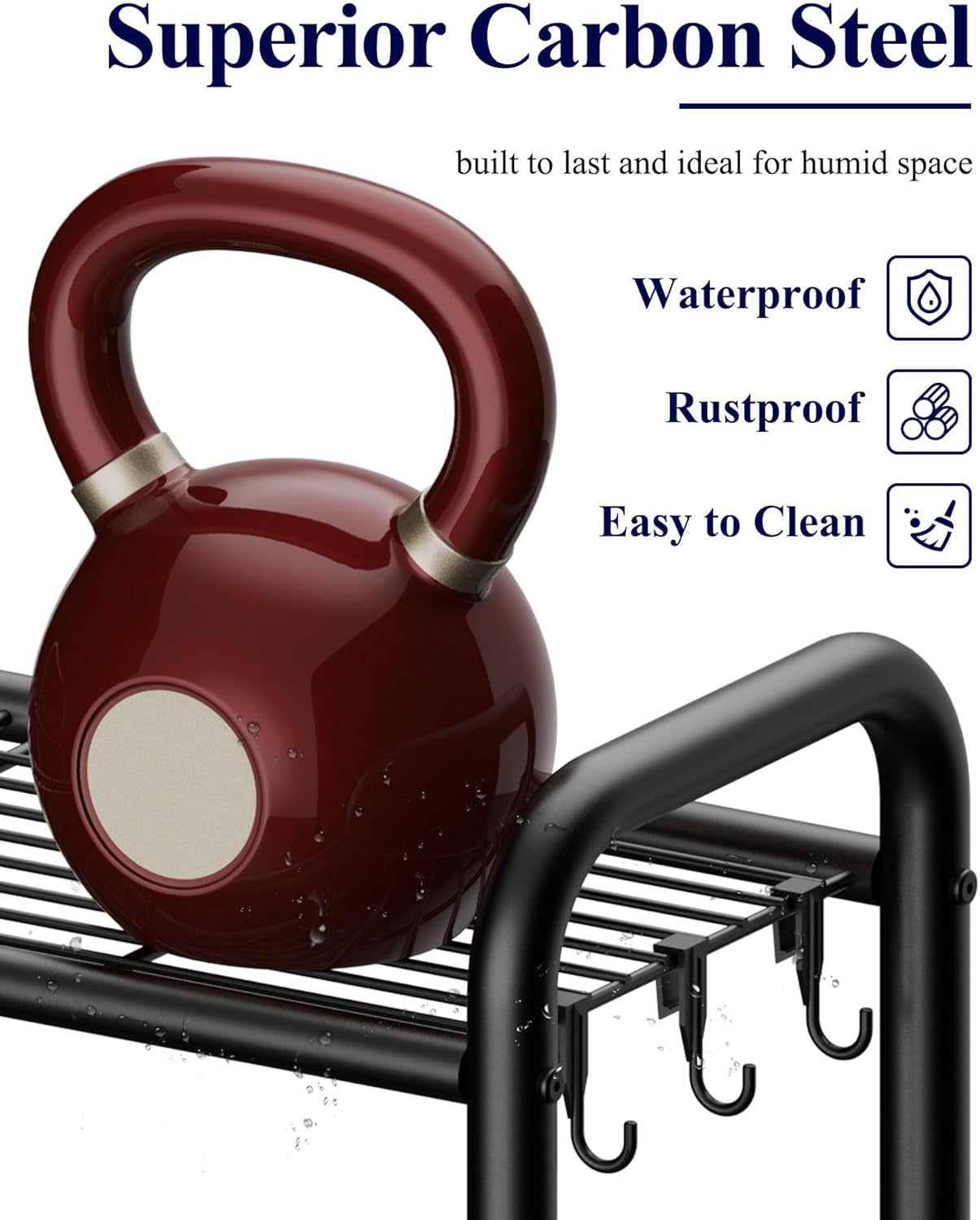 over Toilet Storage Rack - Metal over Toilet Bathroom Organizer Shelf, over the Toilet Storage Cabinet with Paper Holder and Hooks, Bathroom Cabinet for Laundry, Black, 3 Tiers (63.2" H)