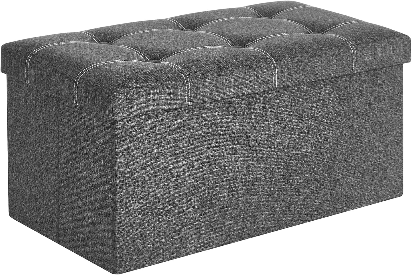 Mazie Collection - 43 Inches Ottoman Storage Bench, 35 Gal. Folding Chest with Breathable Linen-Look Fabric, Load up to 660 Lb, for Entryway, Living Room, Bedroom, Dark Gray ULSF077G04