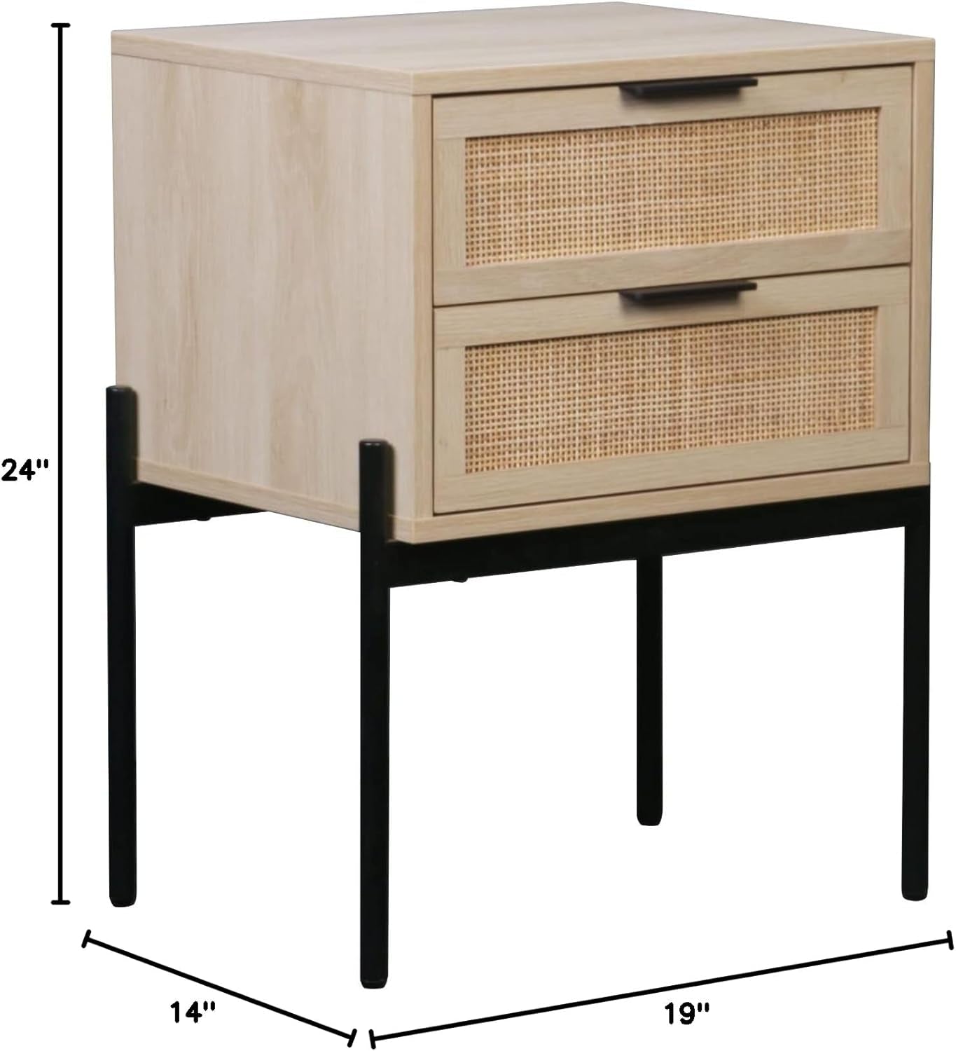 Modern Nightstand, End, Bedside or Side Table with Storage for Living Room or Bedroom