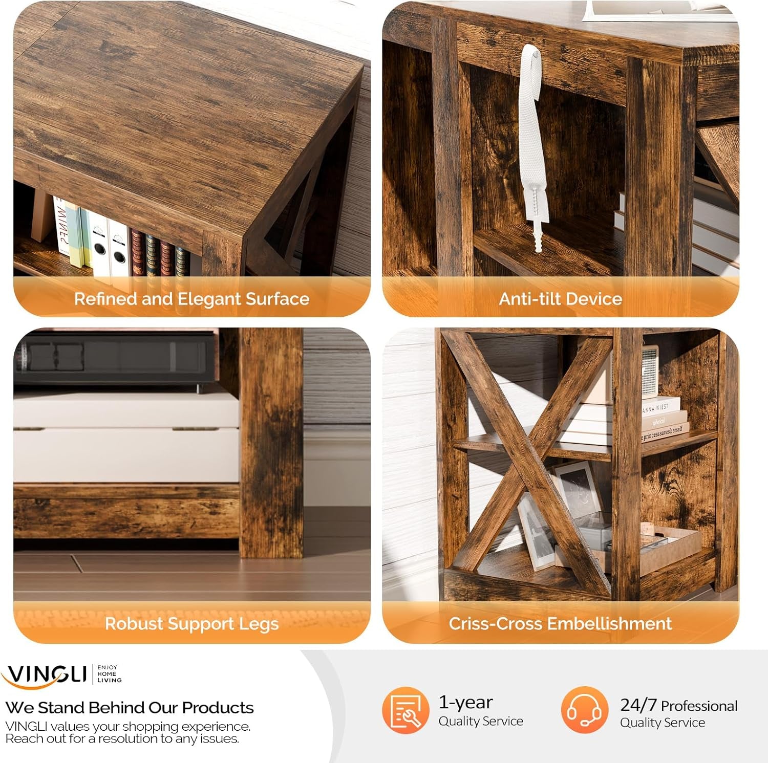 Fireplace TV Stand for up to 70 Inch Tvs, Farmhouse Entertainment Center with Electric Fireplace Heater & Adjustable Shelves, Fireplace Media Console Table for Living Room, Rustic Brown