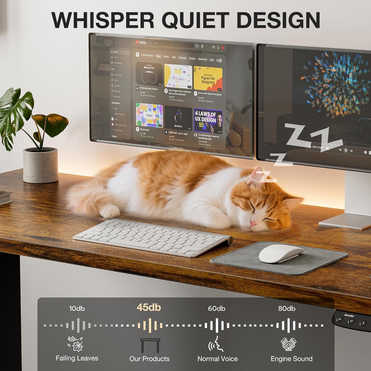 Electric Standing Desk with Cable Management, 48 X 24 Inches Sit Stand up Desk,2 Memory Preset for Home Office&Gaming&Living Table with Splice Board (Rustic Brown Desktop)