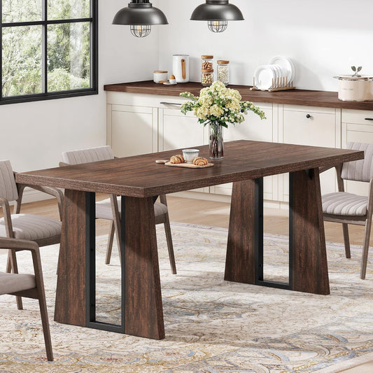 Rectangle Dining Table for 6-8 People 70.86 Inch Large Dining Room Table Wooden Dinner Tables with Heavy Duty Legs for Kitchen Apartment Restaurant Walnut