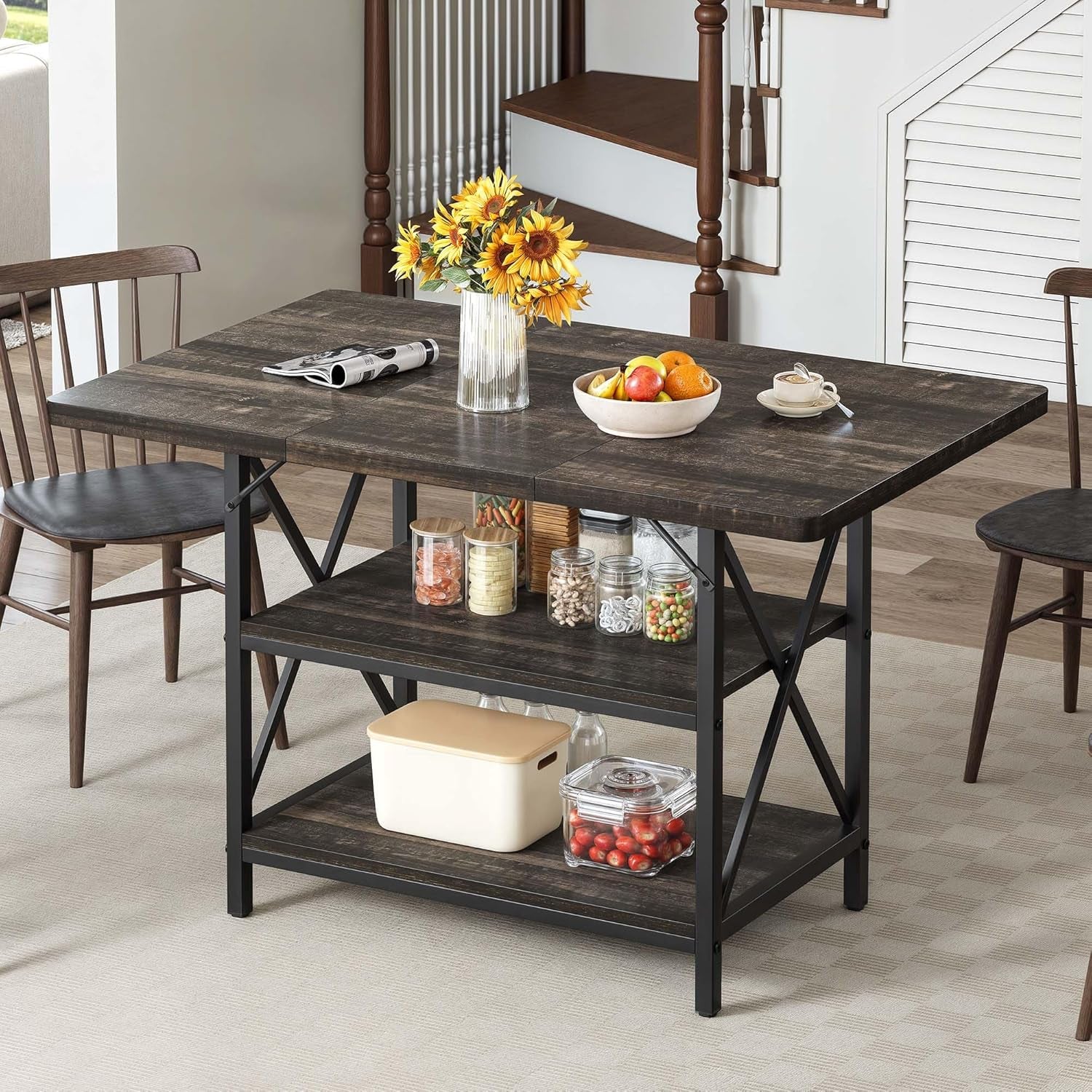 Dining Room Table 47 Inch Rectangle Dining Table for 4 People Modern Kitchen Table White Marble Dinner Table with Storage Shelf and Glod Metal Legs for Home Apartment White and Gold