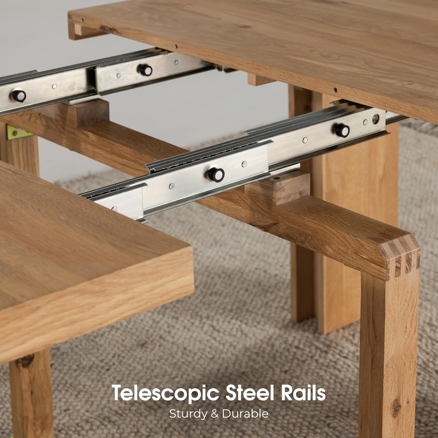 - Solid Wood Extendable Dining Table with Bench and Sideboard Storage, Seats 2-12, Space-Saving Furniture, Scandinavian Oak, Natural Finish (Table + Bench + Coffe Table)