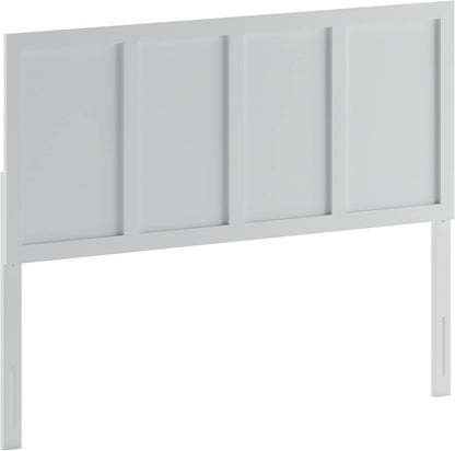 White four panel wooden queen headboard, view 3