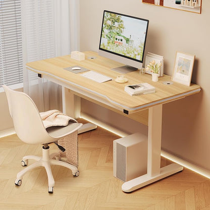 Gaming Desk Computer Writing Table for Home Office Student Art Modern Simple Style with T-Shaped Metal Bracket PC Wood Suitable for Offices&Bedrooms