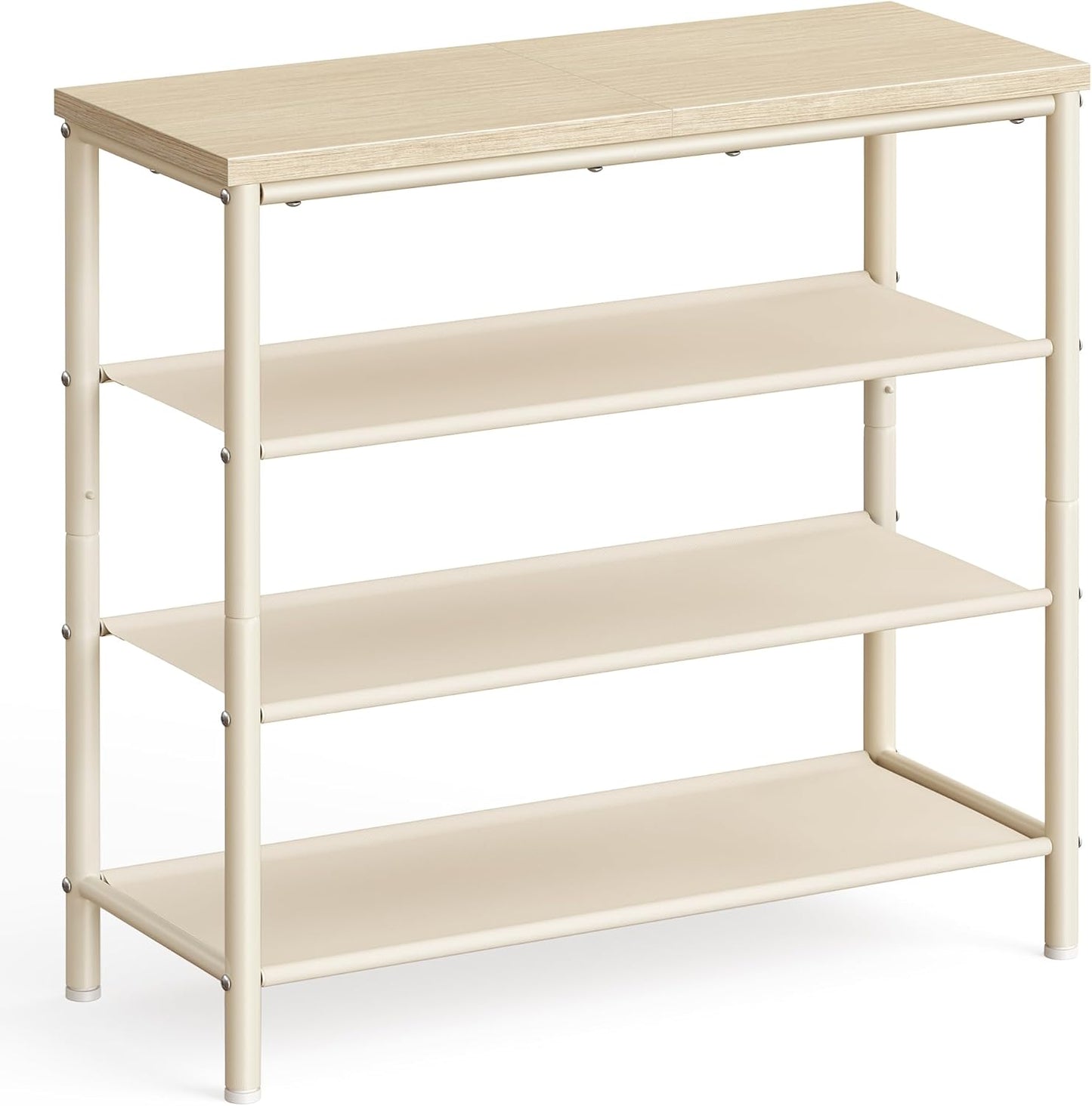 Shoe Rack, 4-Tier Shoe Storage Organizer for Entryway and Closet, Holds 9-12 Pairs of Shoes, 3 Fabric Shelves, Steel Frame, Modern, Natural Beige and Pearl White ULBS035K01