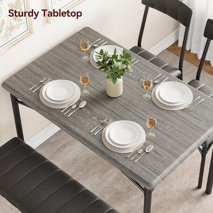 Dining Table Set for 2, Kitchen Table with Upholstered Chairs for 2, Small Dining Room Table Set, Square Kitchen Table Set for Small Space, Apartment, Home, Studio, Rustic Grey