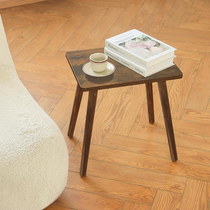 Side Table, Small Wood End Table Living Room, Mini Bed Side Table Modern Accent Nightstand with Solid Wood for Bedroom Office Small Spaces, Rustic Brown