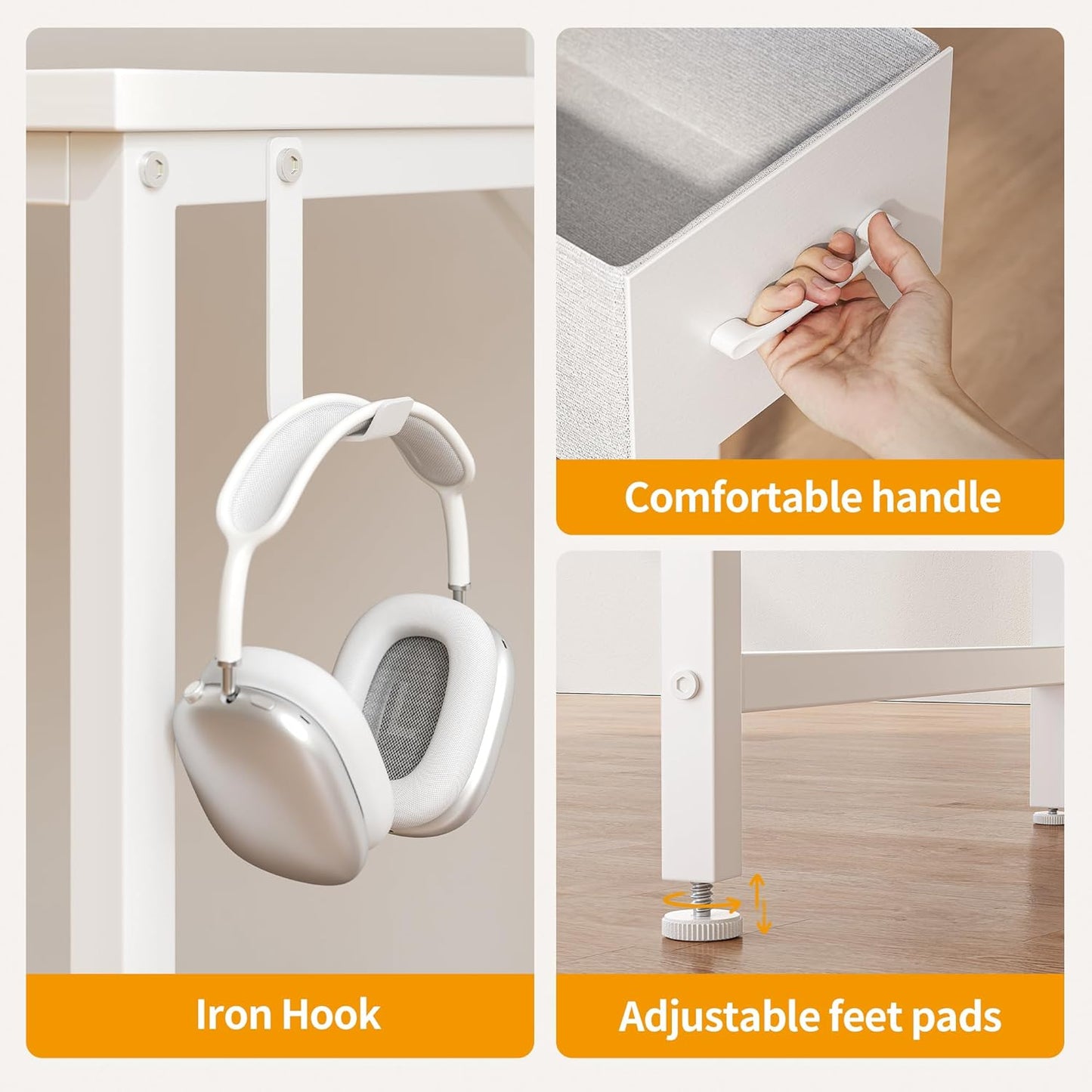 Computer Desk with 2 Drawers, 40 Inch Small Home Office Desk with Storage Study Writing Table, Pure White