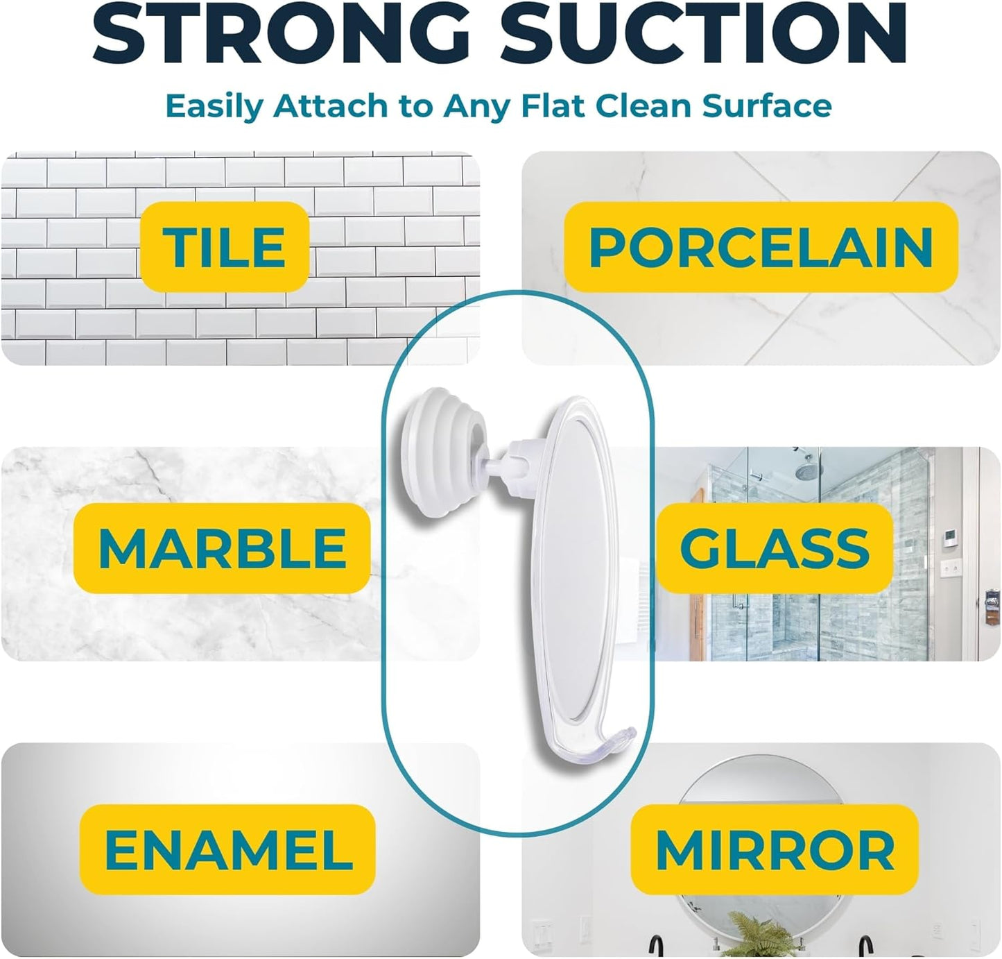 Fogless Shower Mirror with Suction Mount & Swivel – Anti-Fog Acrylic Bathroom Mirror for Shaving – Built-In Razor Holder, Easy Install, Home Shower Accessory (White)
