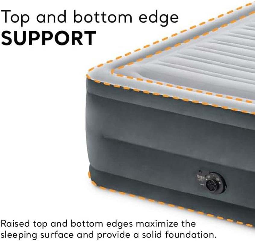 64417ED 22In Queen Dura-Beam Comfort Plush High-Rise Inflatable Air Mattress with Built in Pump for Travel and Camping, 600Lb Weight Capacity