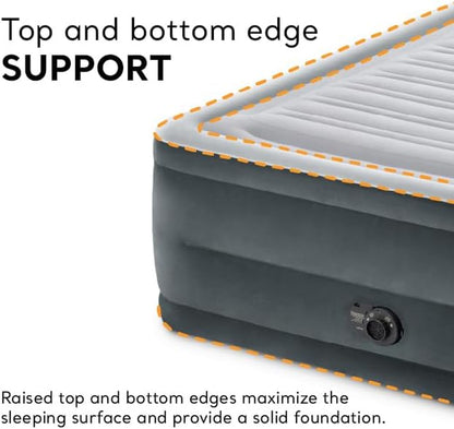 64417ED 22In Queen Dura-Beam Comfort Plush High-Rise Inflatable Air Mattress with Built in Pump for Travel and Camping, 600Lb Weight Capacity