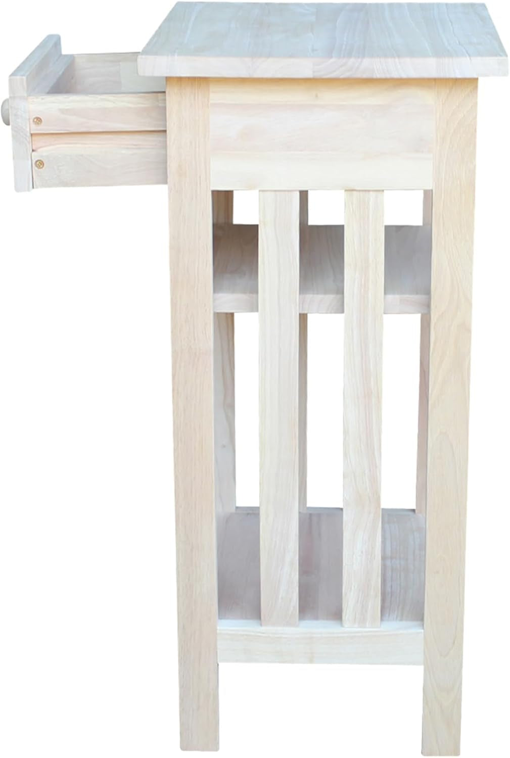 , Mission Telephone Stand , Solid Wood, Real Parawood, 15.6" W X 14.2" D X 30.3" H, Easy Assembly, DIY, Paint or Stain Your Way, Unfinished