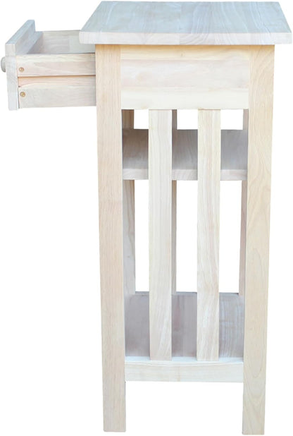 , Mission Telephone Stand , Solid Wood, Real Parawood, 15.6" W X 14.2" D X 30.3" H, Easy Assembly, DIY, Paint or Stain Your Way, Unfinished