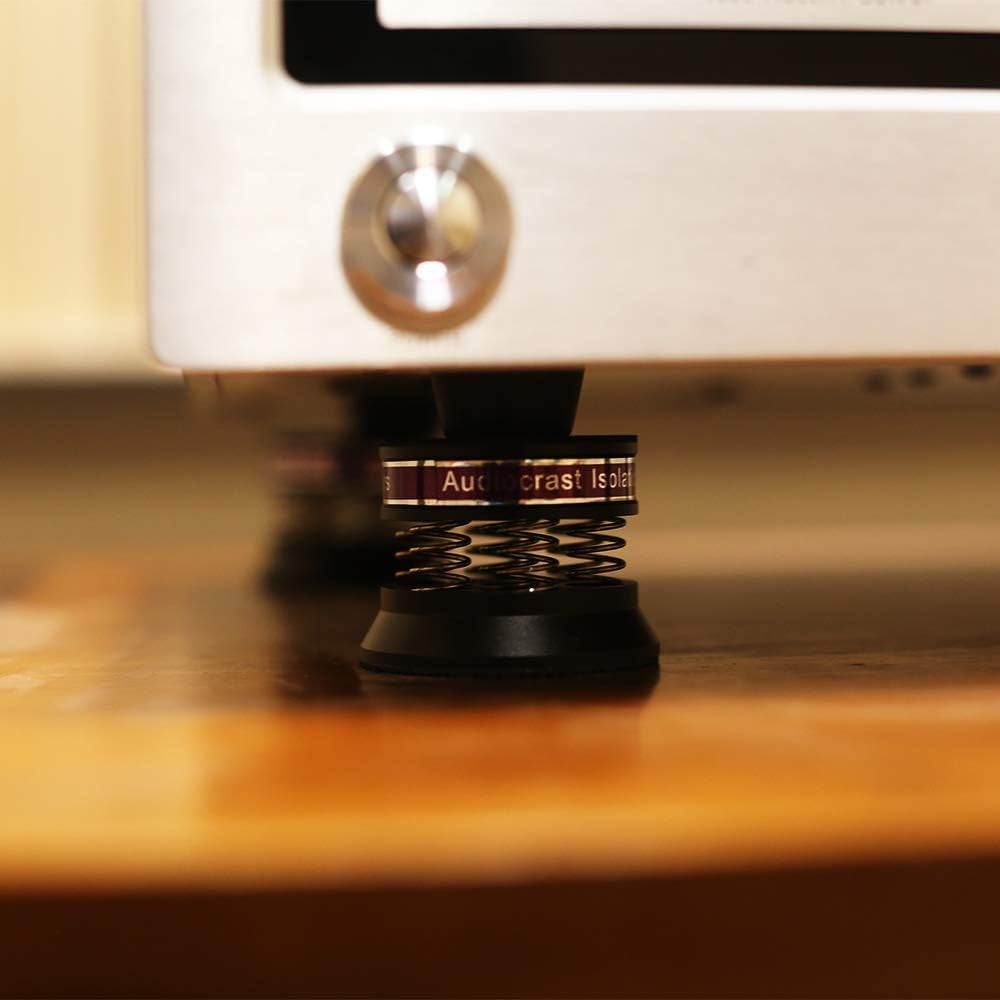 4Px Spring Speaker Spike Pads, Isolation Stand Feet, Aluminum Non-Slip Speaker Floor Protectors, Sound Dampening anti Vibration Speaker Base Pad for Hifi Amplifier/Dac/Turntable/Player