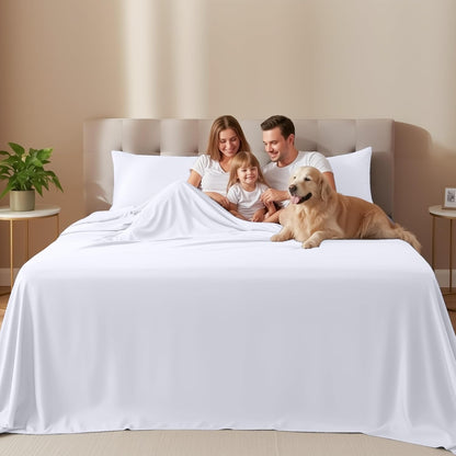 Queen Sheet Set 4 Piece Bed Sheets for Queen Size Bed, Hotel Luxury, Extra Soft, Cooling Bed Sheets - Wrinkle, and Fade Resistant (White)