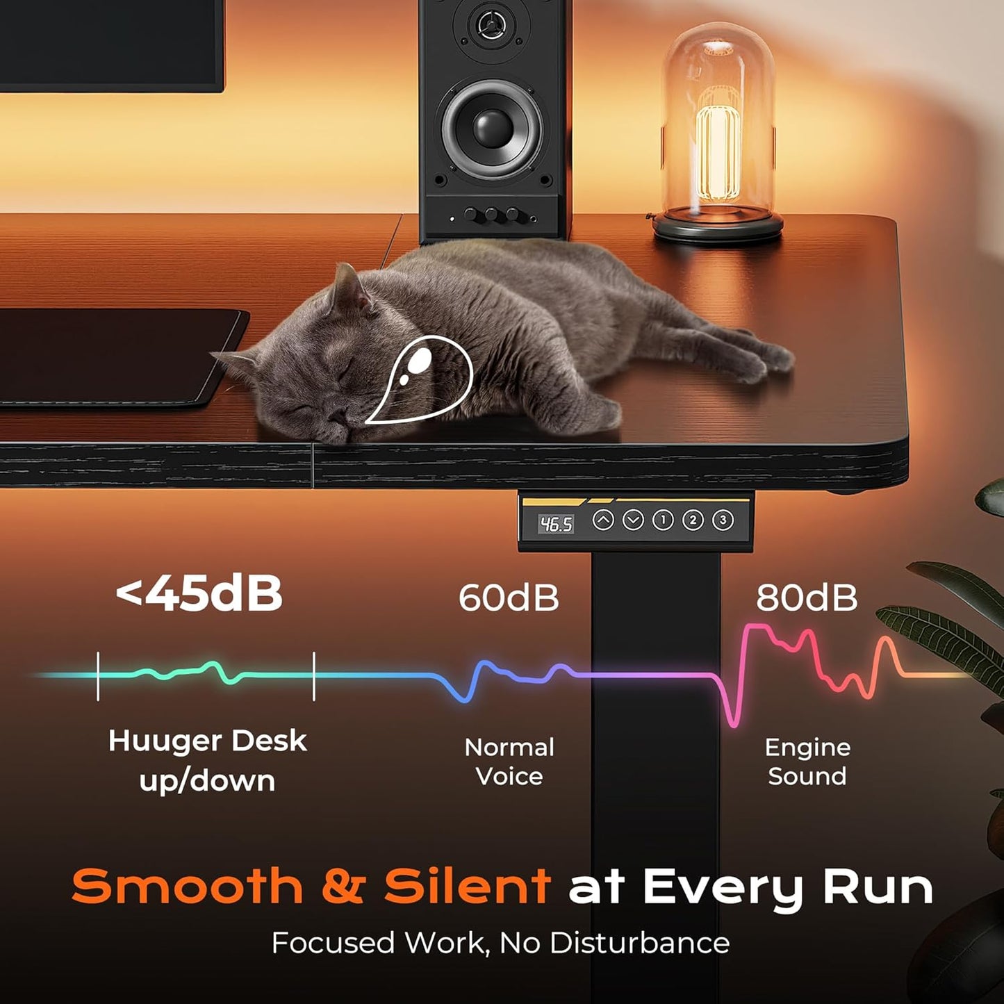 55 X 28 Large Electric Standing Desk, Height Adjustable Computer Desk, 27.6" Deep Desktop, Stand up Gaming Office Table with 2 Hooks, 3 Preset Heights, for Home Office, Black