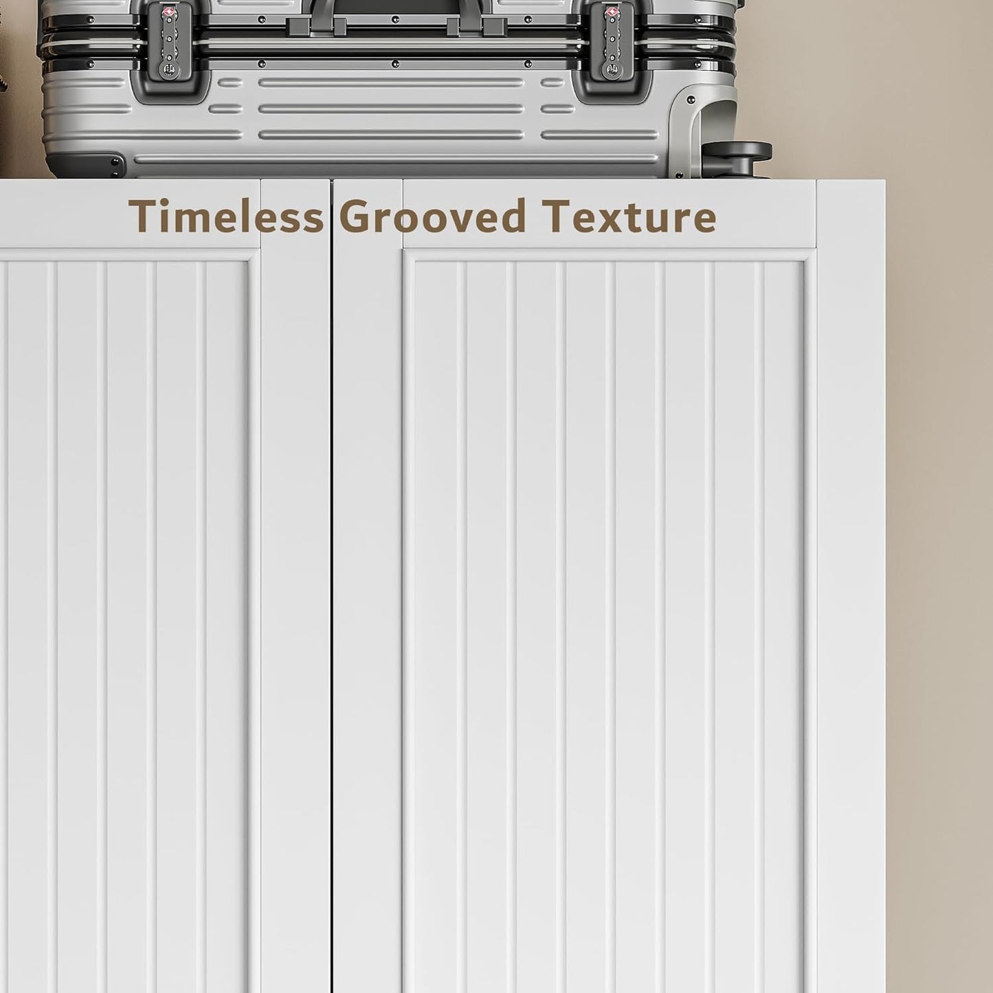 4 Doors Armoire Wardrobe Closet with 2 Drawers, 63" Large Wardrobe Cabinet with Removable Hanging Rods and Adjustable Shelves, Closet Storage Cabinet for Bedroom, Cloak Room, White