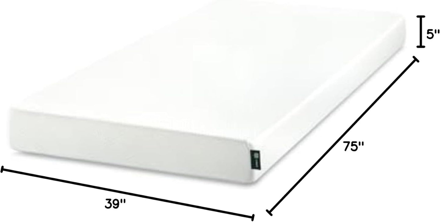 5 Inch Twin Green Tea Memory Foam Mattress [New Version], Fiberglass Free, Medium Firm Feel, Zoned Pressure Relief, Certified Safe Foams & Fabric, Mattress in a Box