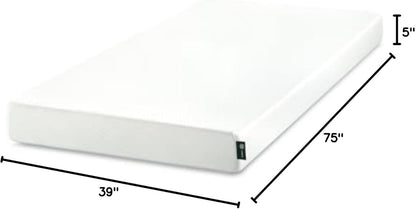 5 Inch Twin Green Tea Memory Foam Mattress [New Version], Fiberglass Free, Medium Firm Feel, Zoned Pressure Relief, Certified Safe Foams & Fabric, Mattress in a Box