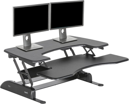 desk Pro plus 36 - Adjustable Desk Converter with 11 Height Settings - Laptop Sit Stand Desk Riser for Home Office, Table Tops, Workspace - Fully Assembled with Spring Loaded Lift - Black