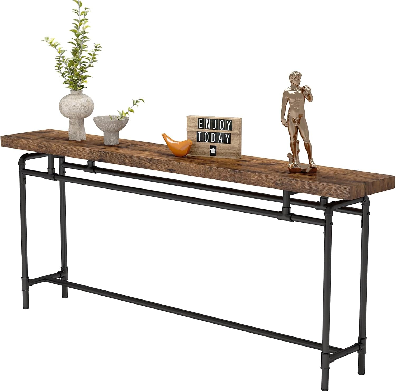Console Table, 70.9 Inches Extra Long Sofa Table for Living Room, Industrial Narrow Console Sofa Tables behind Couch, Entryway Hallway Foyer Table for Entrance, Bedroom, Rustic Brown