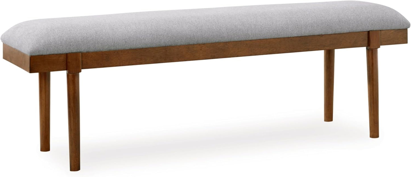 Lyncott 59" Upholstered Solid Wood Frame Dining Bench, Gray/Brown