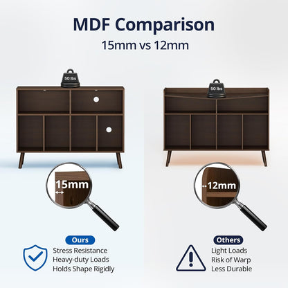 Record Player Stand with Vinyl Storage Cabinet, Wood Turntable Table Open Shelf Holder up to 350 Albums Cube Storage Organizer for Living Room, Office, Brown