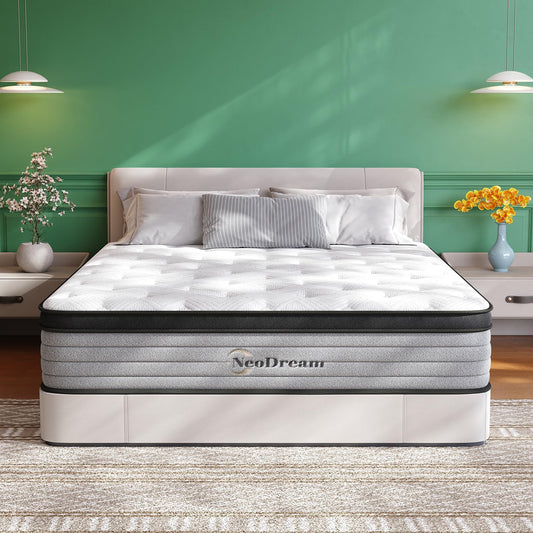 King Size Mattress, 14 Inch King Mattress in a Box, Hybrid Matress with Memory Foam & Individual Pocket Springs, Medium Firm Feel, Edge Support, Motion Isolation, Pressure Relief
