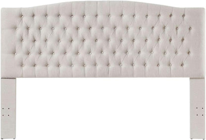 Upholstered Tufted Button Linen Fabric Headboard,Comfortable Fashional Headboard King/Ca King Size,Ivory