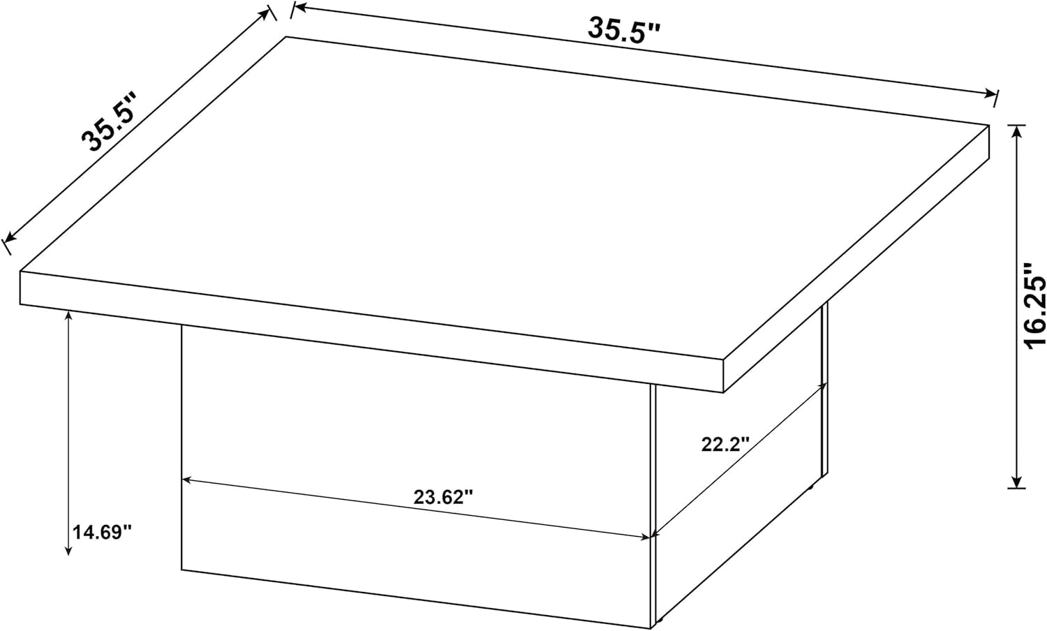 Coaster Home Furnishings Zetta Square Cocktail Living Room Coffee Table Engineered Eco-Friendly Wood Look Laminate Veneer Rustic Farmhouse Mango Brown 708068