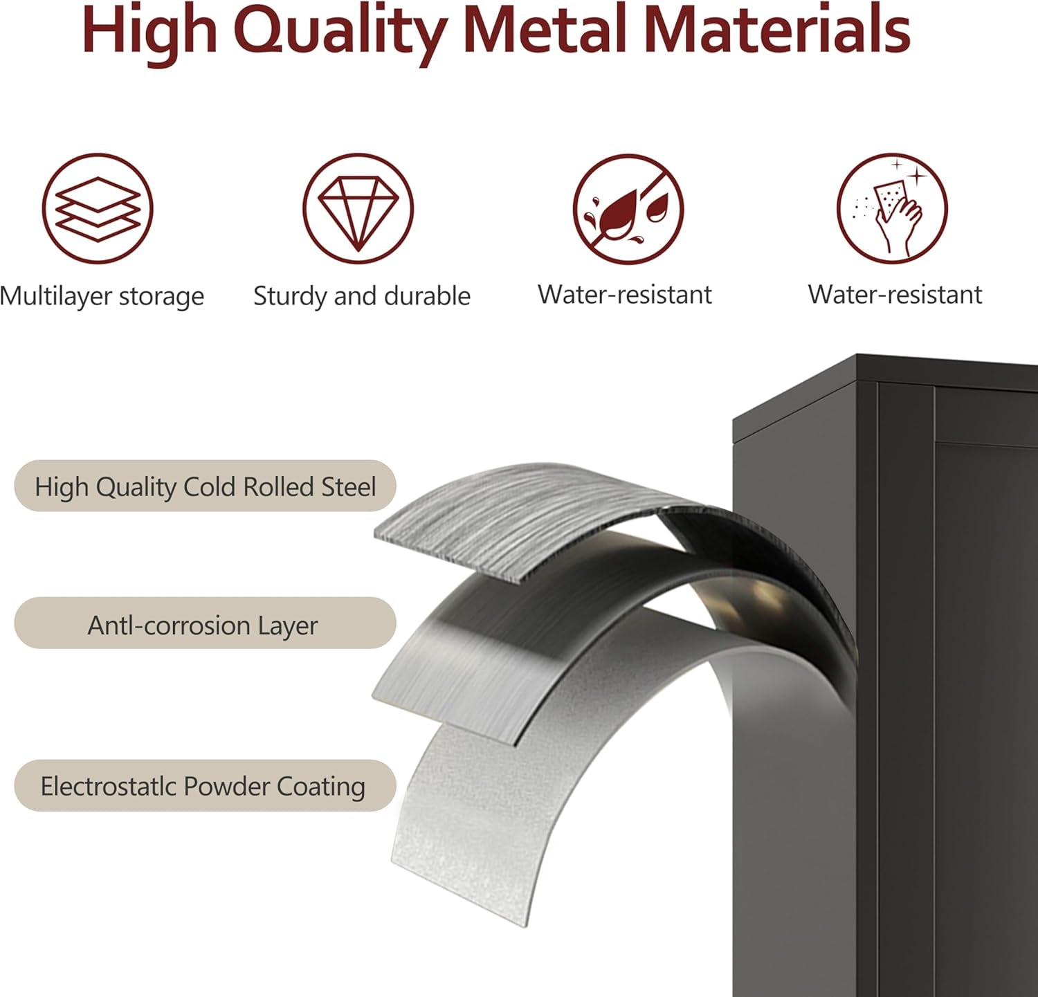 75" Tall Metal Garage Storage Cabinet with Wheels and Locking Doors and Tall Rolling Steel Tool Cabinet with 5 Adjustable Shelves for Garage,Home,Office,Shop (Black)