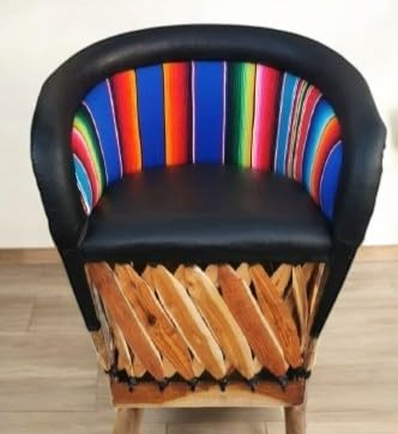 Equipal Forniture Traditional Mexican Equipal Chair Black Color Zarape , Artisan in Mexico Equipales San José Original Skin Ideal for Your Home, Bar, Restaurant, Office, Hotel