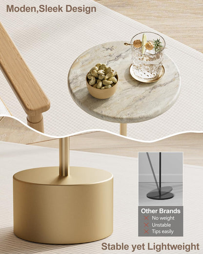 Gold Drink Table Pedestal, round Side Table, Drink Tables for Small Spaces, Pedestal End Table, Small Pedestal Table