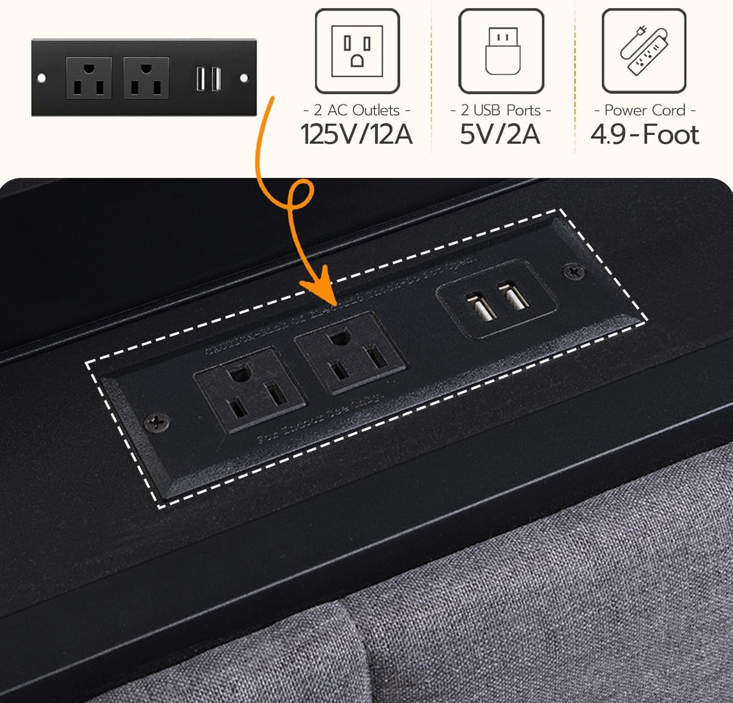 Headboard for Queen Size Bed with 2-Tier Storage, Upholstered Headboards with Outlets, USB Ports and LED Light,Head Board Only, Height Adjustable, Sturdy and Stable (Queen)