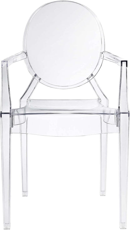 Casper Modern Acrylic Stacking Kitchen and Dining Room Arm Chair in Clear - Fully Assembled