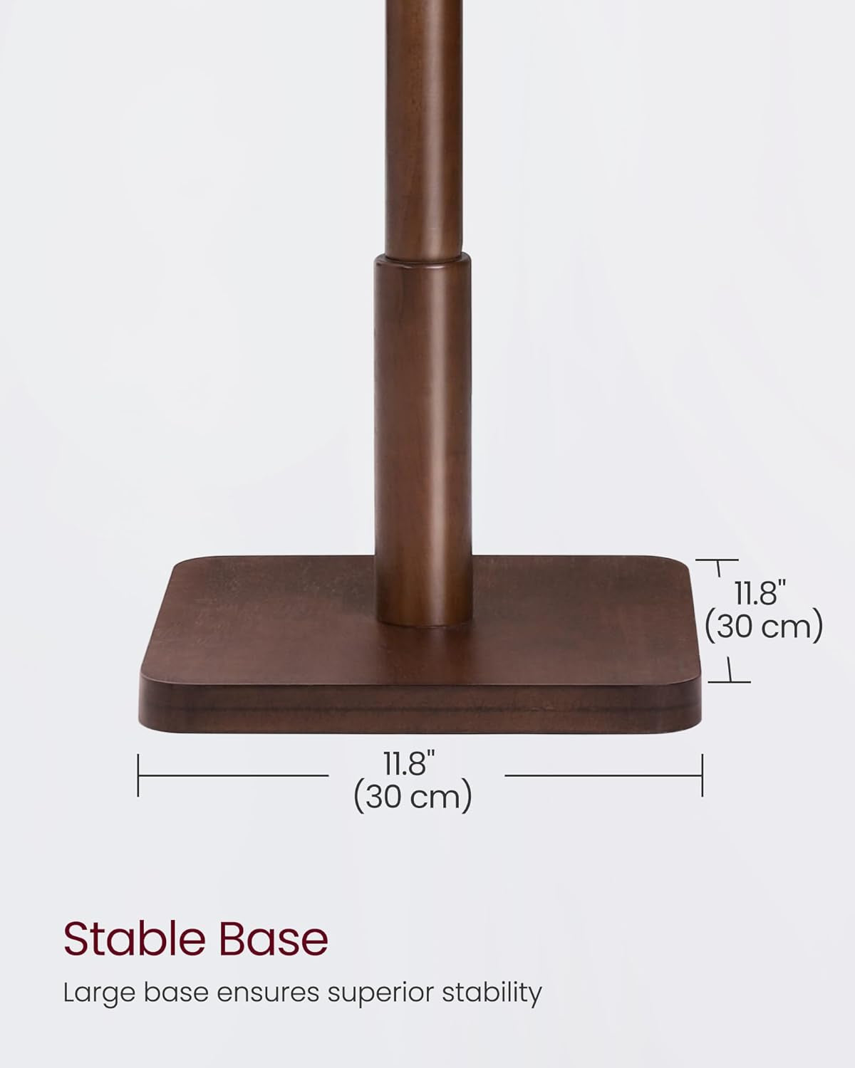 Solid Wood Coat Rack, Free Standing Hall Coat Tree with 8 Hooks, 3 Height Options, for Coats, Hats, Bags, Purses, for Entryway, Hallway, Rubberwood Hooks and Pole, Dark Walnut URCR010W01