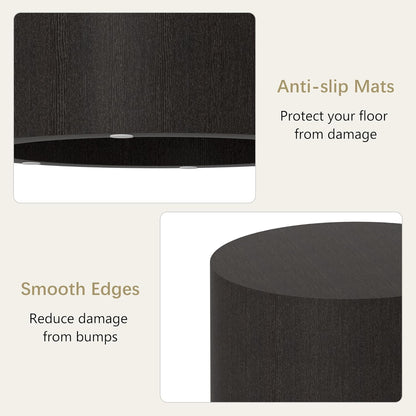 Nesting Coffee Table Set of 2, round Wood Black Coffee Tables Modern Circle Coffee Tables Side End Table for Small Spaces Living Room, Bedroom, Balcony, Office