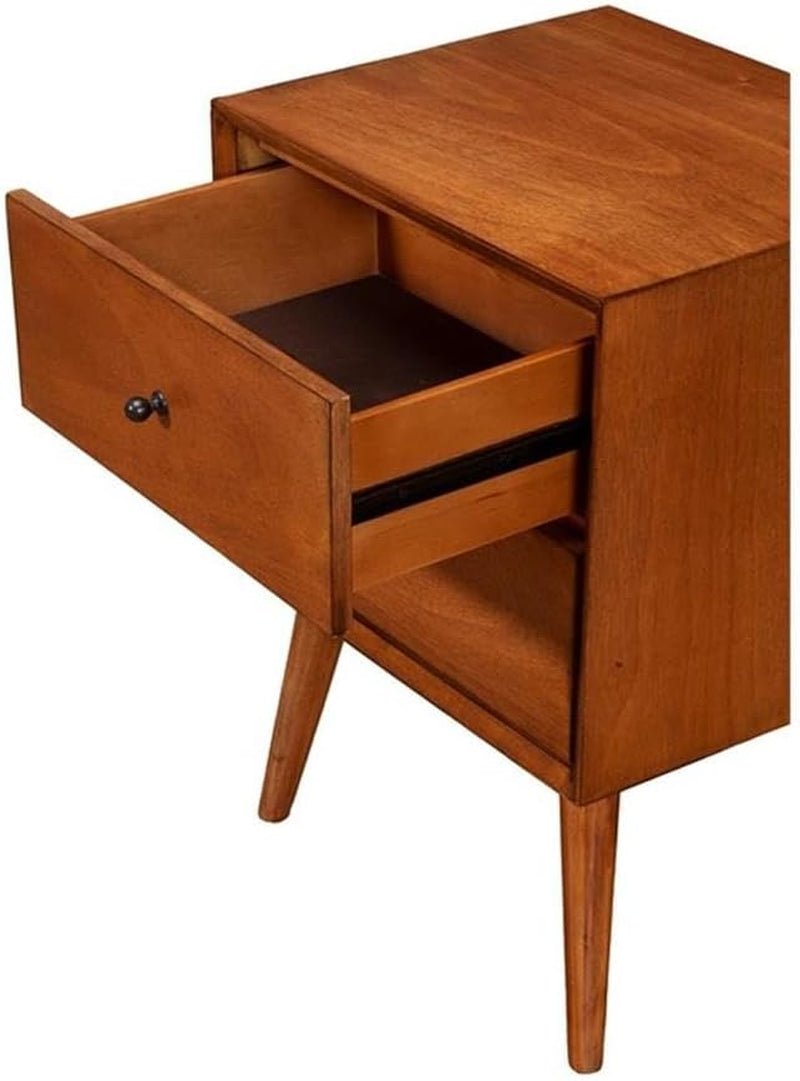 Flynn Mid Century Modern Mahogany Fully Assembled Bedroom Side Nightstand with 2 Bedside Storage Drawers, Chestnut