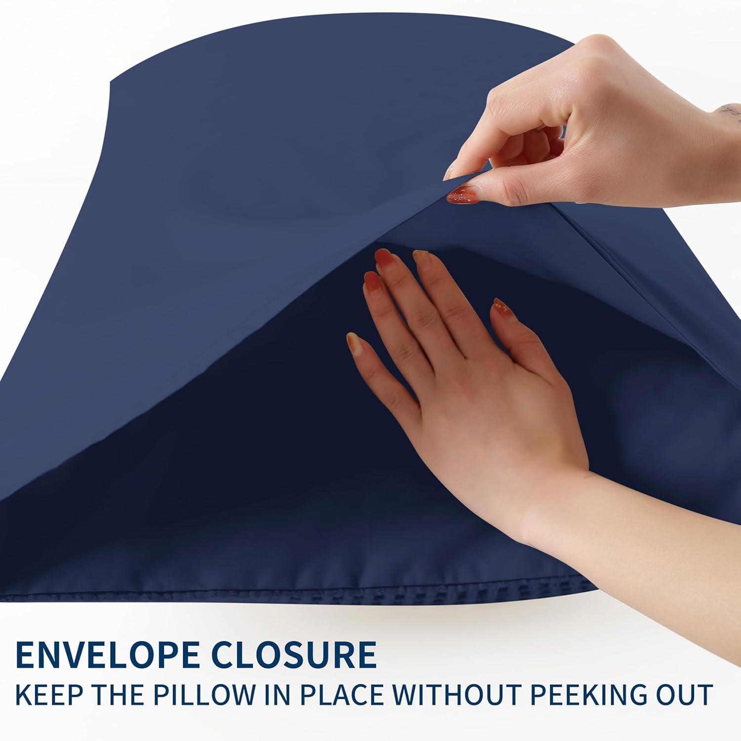 Waffle Weave Pillowcases King Size 2 Pack, 100% Egyptian Cotton 600 Thread Count, Ultra Soft Pillow Shams with Envelope Closure, Breathable Skin-Friendly Pillow Case, Navy Blue, 20X36 Inches